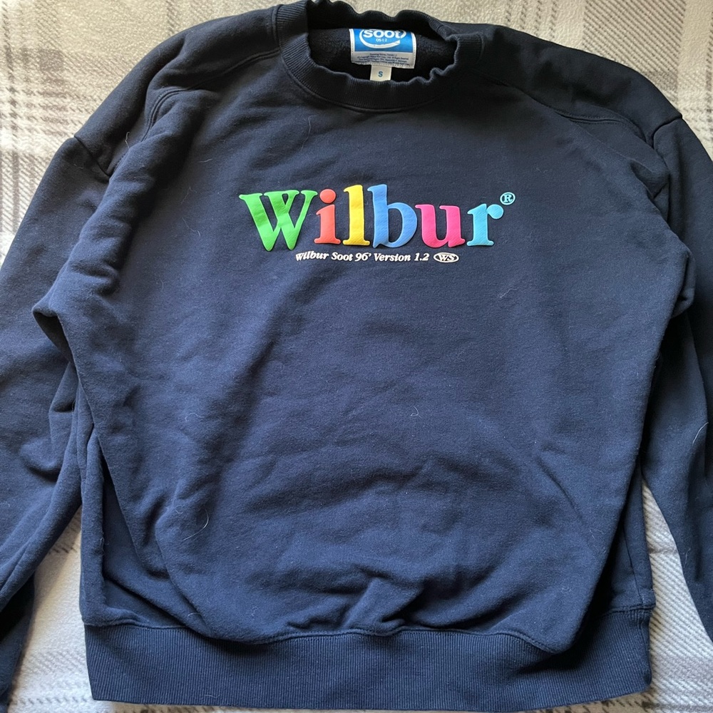 Wilbur Soot Merch, Wilbur Print Crewneck, Blue, Small
